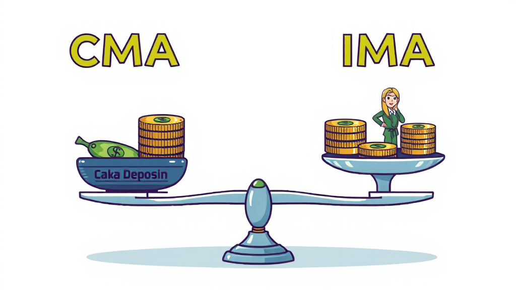 IMA 계좌 완벽 분석: CMA 비교, 특징, 장점, 투자 전략, 세금 총정리 5 IMA vs CMA: 주요 차이점 비교 (cartoon 스타일)