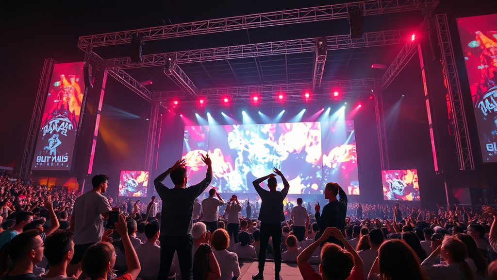 월드 투어와 대형 페스티벌 헤드라이너: 글로벌 행보 (realistic 스타일)