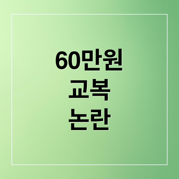 60만원 교복 논란 원인 분석 및 정부의 안정화 대책과 미래 전망 가이드