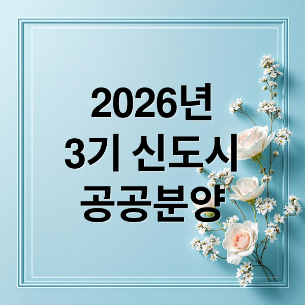 2026년 3기 신도시 공공분양 본청약 일정 및 청약 자격 요건 완벽 가이드