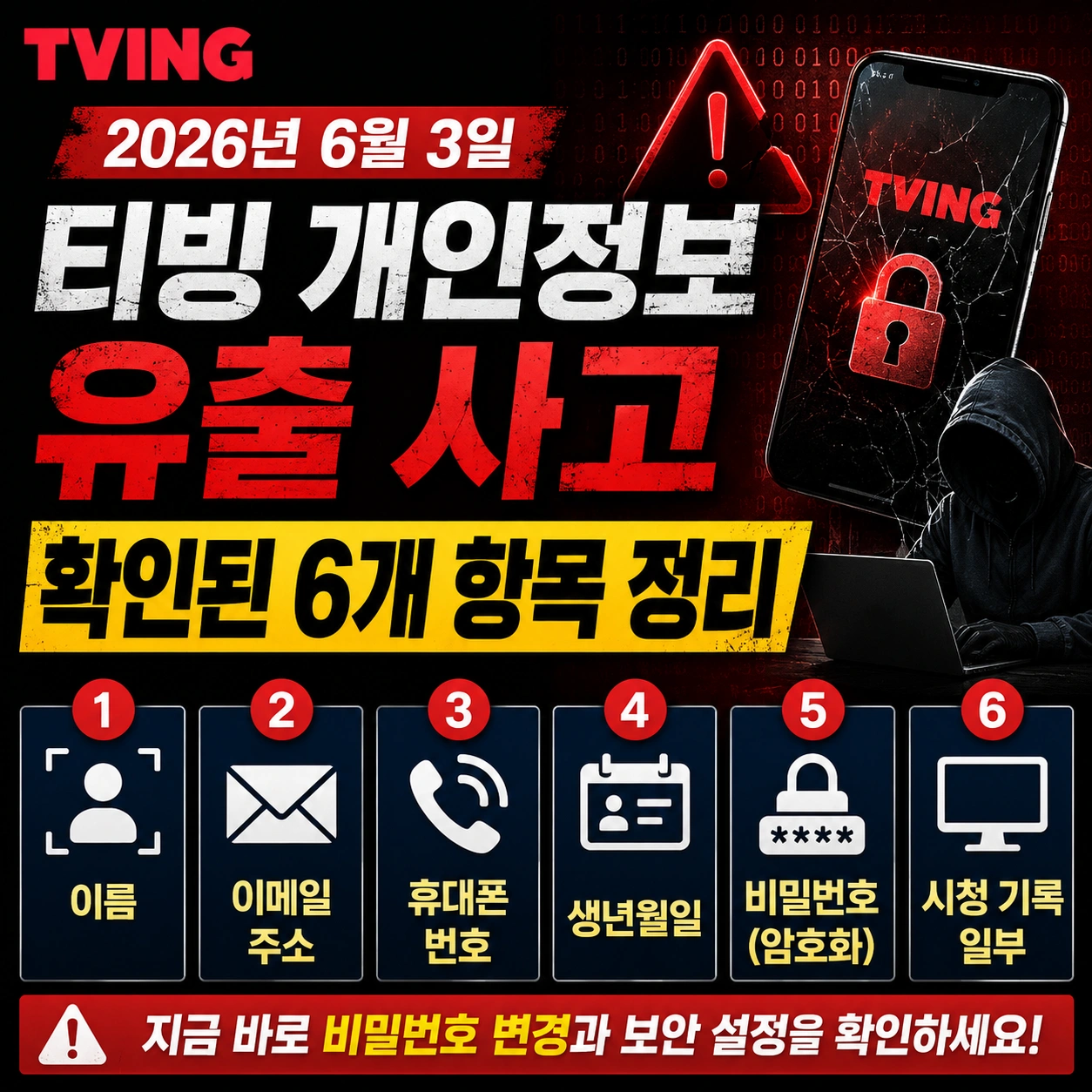티빙 개인정보 유출 사고 섬네일